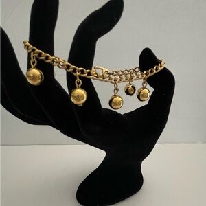 Vintage, Signed, Napier Gold Tone Dangle Ball Bracelet
